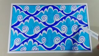 CARA MENGGAMBAR BATIK MEGA MENDUNG, CIRI KHAS BATIK CIREBON.