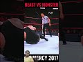 The beast brock lesner vs Monster brown strawman #wwe