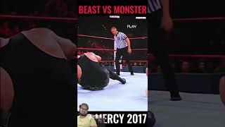 The beast brock lesner vs Monster brown strawman #wwe