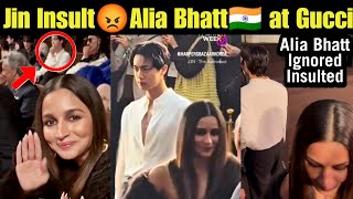 BTS Jin Insulted 😡 Alia Bhatt 🇮🇳 at Gucci Milan Fashion 💜 Jin Ignored Alia Bhatt 🇮🇳 BTS Insult India