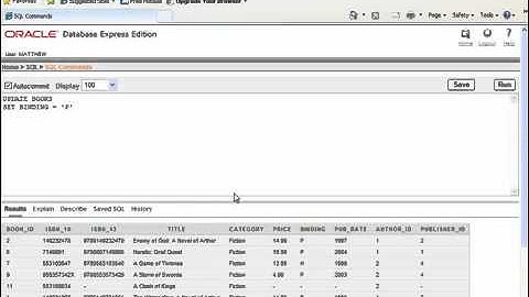 9 SQL with Oracle 10g XE   Using UPDATE to Change Data in a Table