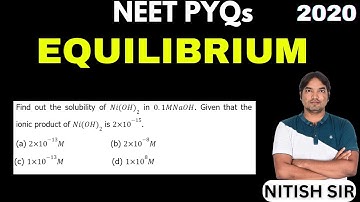 Find out the solubility of Ni(OH)2 in 0.1MNaOH. Given that the ionic product of Ni(OH)2 is 2×10-15.