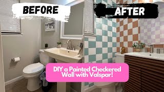 Badezimmerrenovierung im Disco-Stil! Eine karierte Wand mit Valspar-Farbe selbst gestalten ✨🪩🕺🏼 #diy