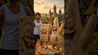 SpongeBob 🤠|The Best Wooden Sculpture #woodcraft#woodcarving #spongebob #Squarepants #cartoon
