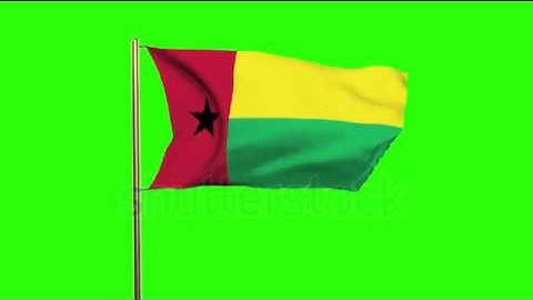Guinea-Bissau flag waving in the wind. Green screen, alpha matte. Loopable animation Stock video by
