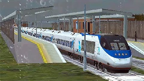 Train Sim - Using Acela Express at California Coast in Rainy Day - Simulasi Kereta Api