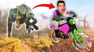 GETTING CHASED BY A ROBOT DINOSAUR?! (Trials Rising)