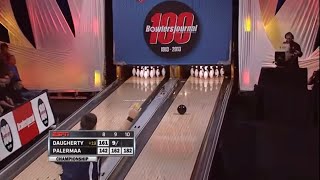 PBA players throwing straight at a full rack.