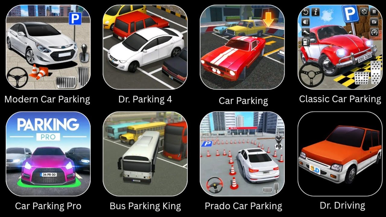 Bus Parking King, Prado Car Parking, Dr Driving, Dr Parking 4, Car Parking Pro, Car Parking..... 