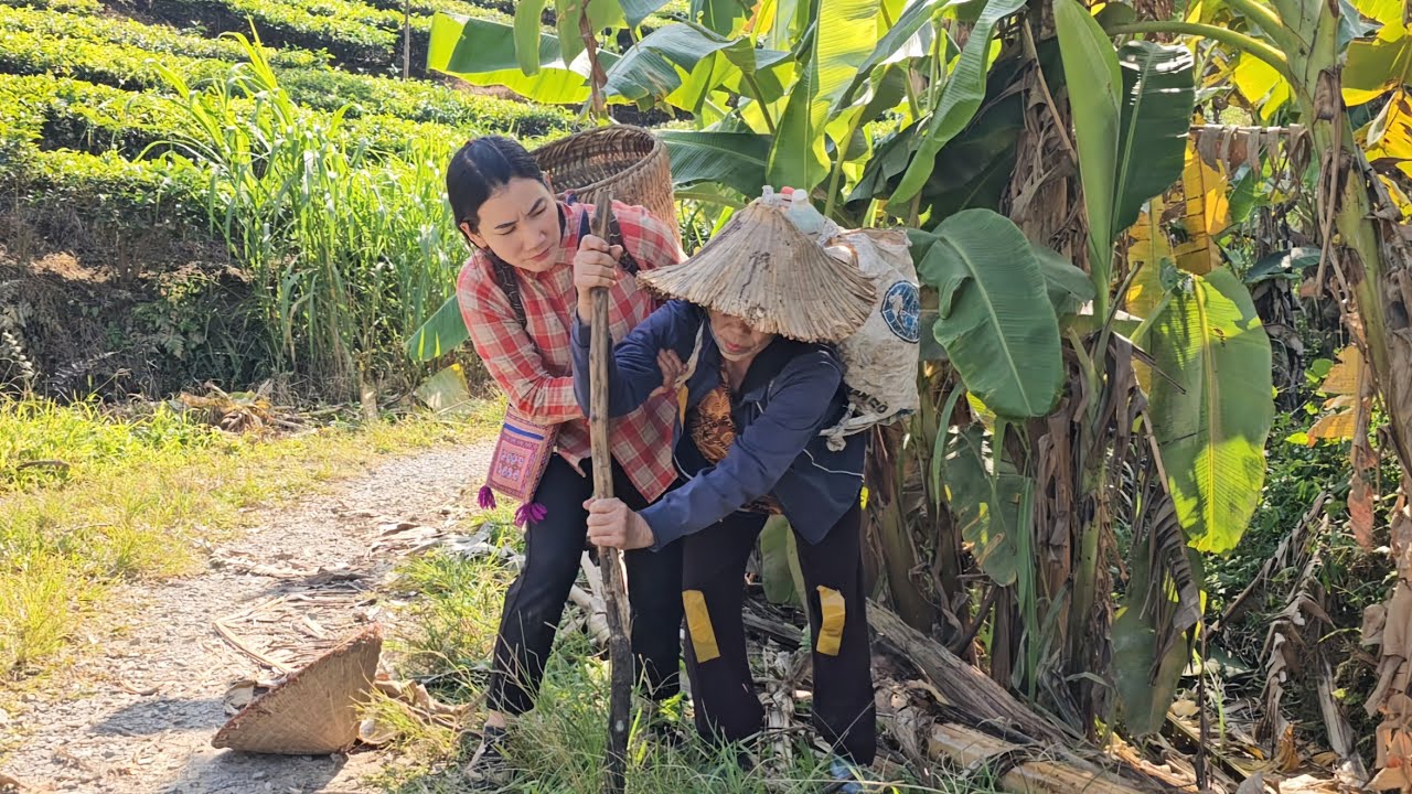 A warm meal on the farm for a poor homeless old woman in the cold of winter -  Diễm life's