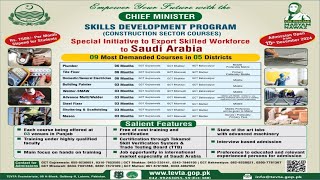 Chief Minister Skills Development Program 2025 || Top Courses for Saudi Arabia Jobs || TEVTA Courses