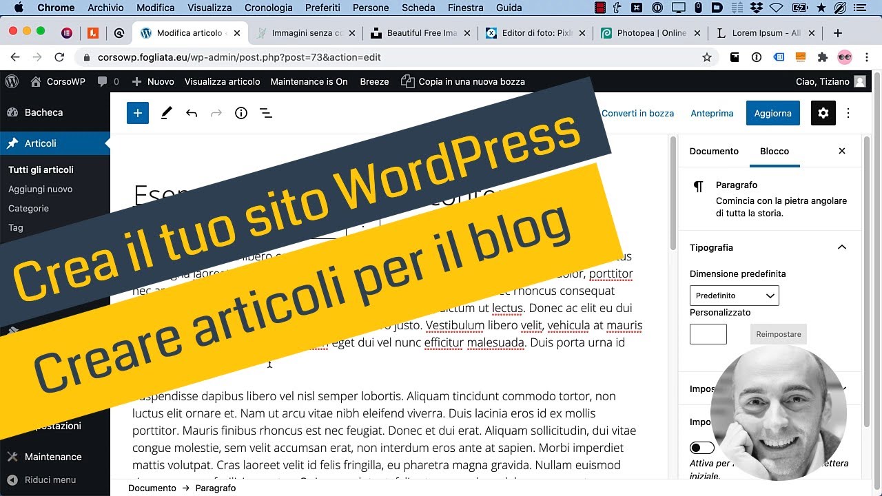 Crea il tuo sito WordPress - Creazione articoli per il blog