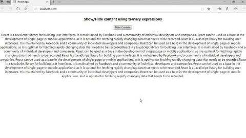 ReactJS : Show or Hide Content using ternary expression