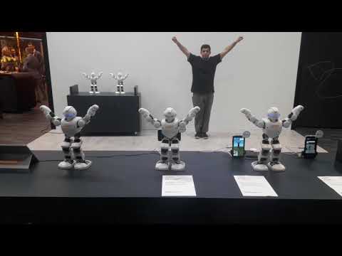 MWC19: MEDIATEK AI Robots Dancing with their teacher