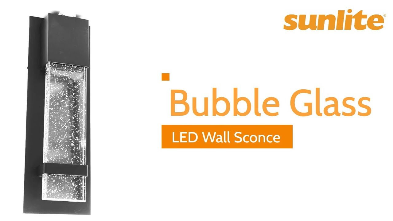 Sunlite  LED Wall Sconce with Rain Drop Bubble Glass Panel Indoor/Outdoor, Black Finish