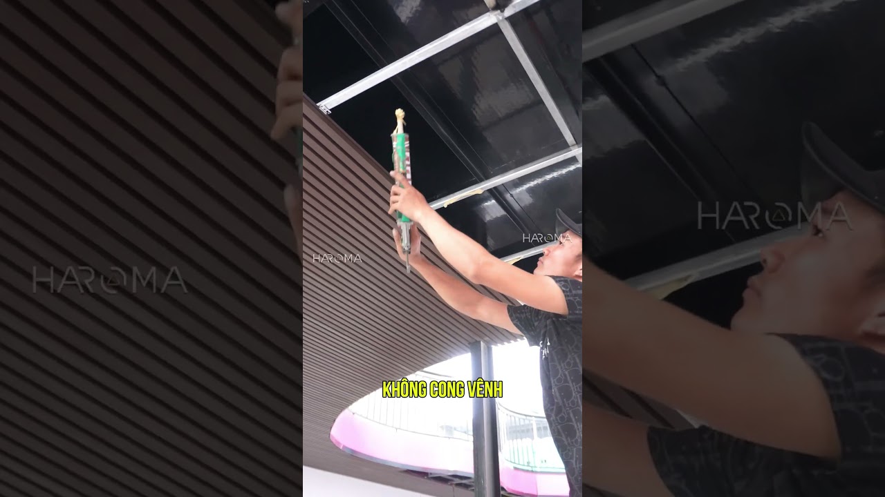 Thi công lam sóng gỗ nhựa ngoài trời phủ ASA | Lam sóng ngoài trời phủ ASA | Lê Hạ Haroma