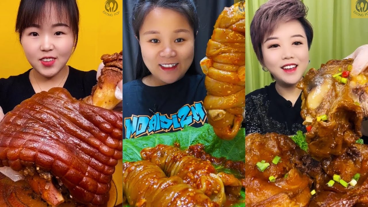 ASMR Chinese people eat braised pork belly  Chinese Mukbang  | EATING POP