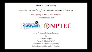 Fundamentals of Semiconductor Devices Week 1 Live Problem Solving Session (26/01/2025)