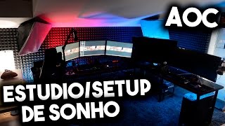 estudio setup de sonho monitores top da aoc tiagovski