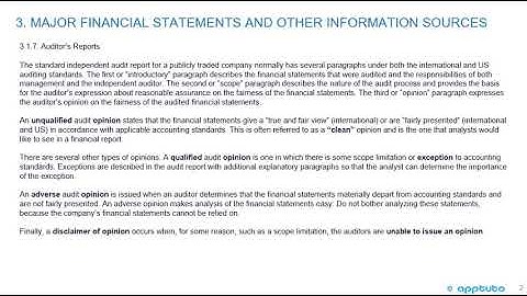 describe the objective of audits of financial statements, the types of audit reports,...