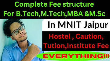 Complete fee structure of B.Tech ,M.Tech , M.B.A And M.Sc Course In MNIT Jaipur