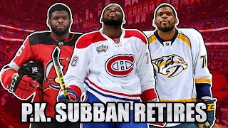 P.K. Subban announces retirement after 13 NHL seasons