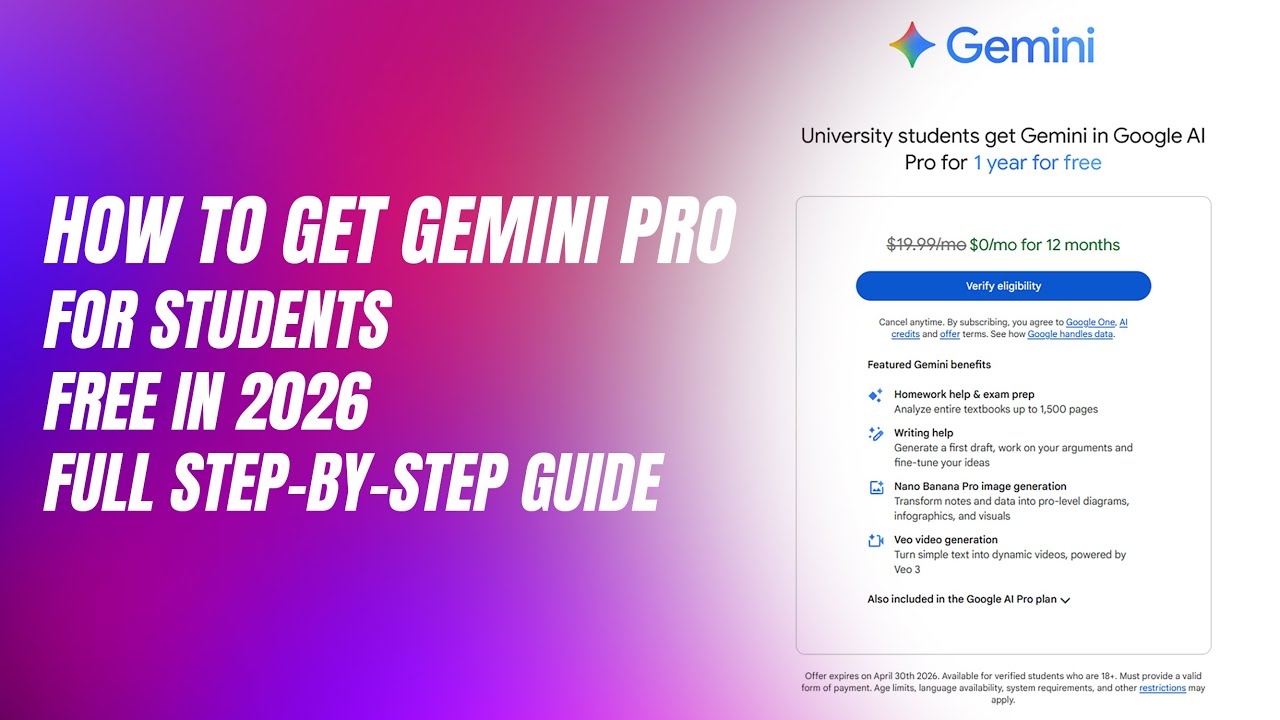How to Get Gemini Pro for Students Free in 2026 Full Step by Step Guide