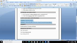 ASSIGNMENT 5: RESUMES IN MS WORD
