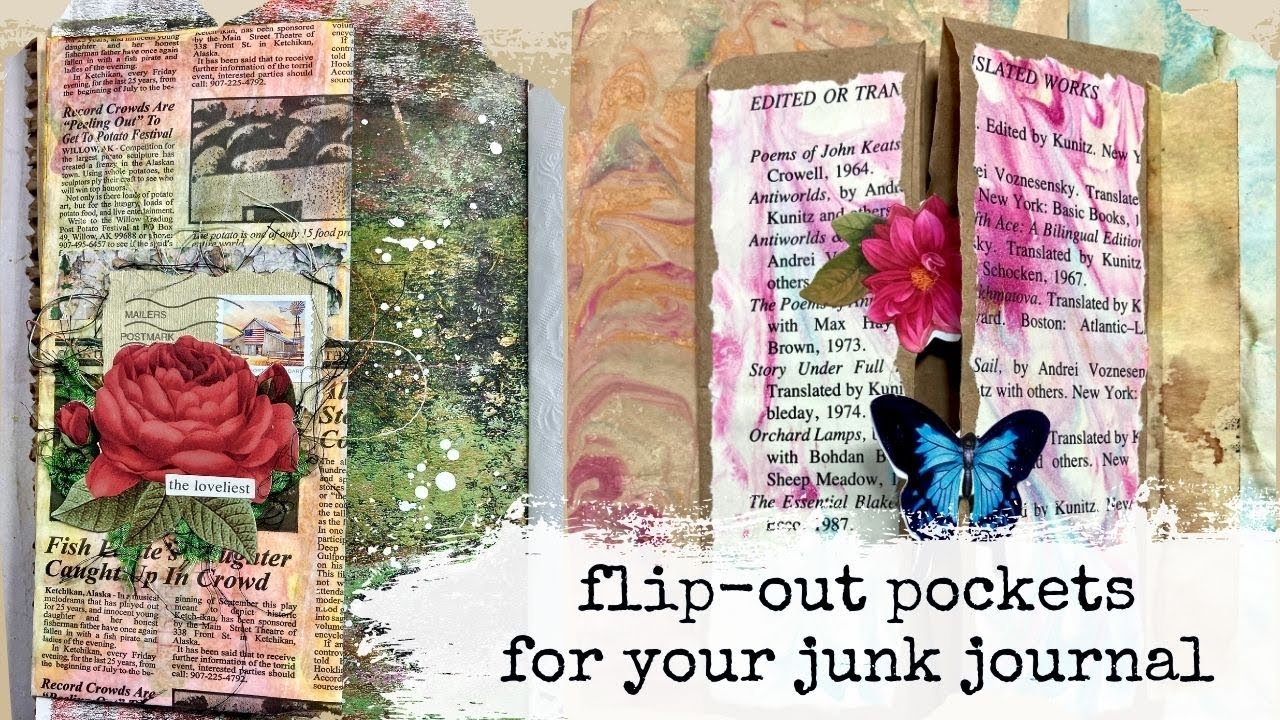 Junk Journal Tips: 3 easy flip-out pockets from recycled junk - YouTube