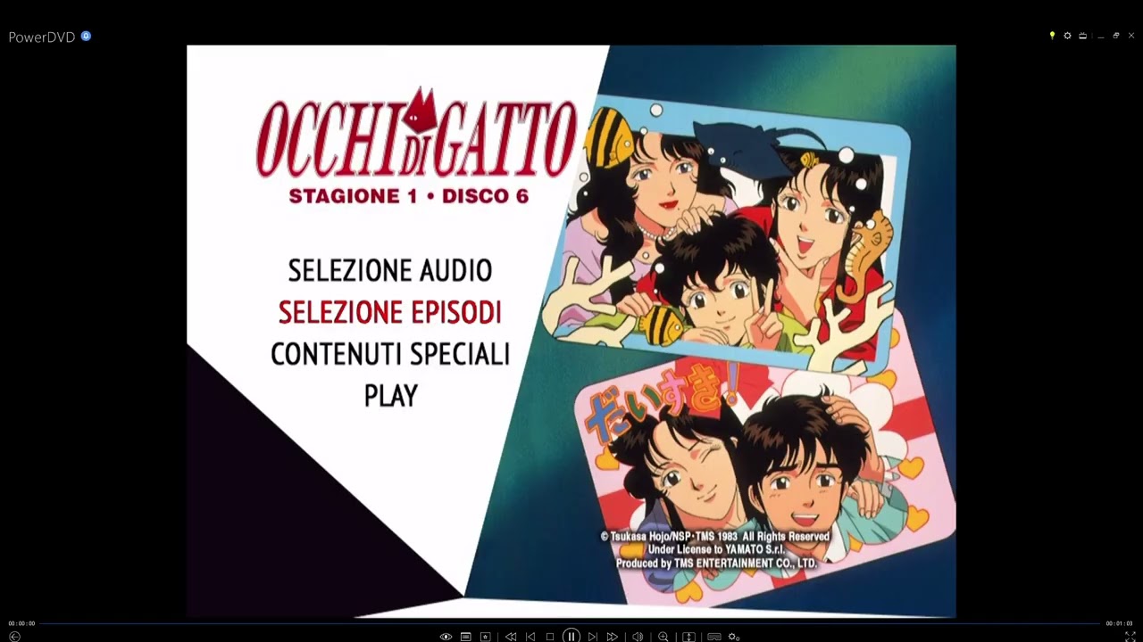 Cat's Eye - Occhi di gatto S1 Vol 6  (キャッツ・アイ, Kyattsu Ai - 1983/1985)  - Menu e submenu del DVD