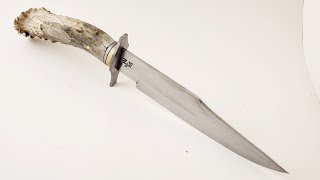 Making a Bowie Knife with an Antler Handle and Hidden Tang.