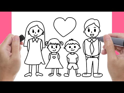       رسم العائلة سهل رسمة العائلة للمبتدئين تعليم الرسم خطوة بخطوة