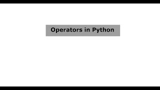 Operators Session 1 - Python