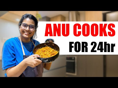 ANU COOKS FOR 24 HOURS | 24 hours challenge | Ayu And Anu Twin Sister