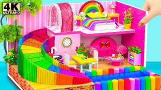 Make Beautiful Bedroom and Water Slide Down to Rainbow Pool from Cardboard ❤️ DIY Miniature House