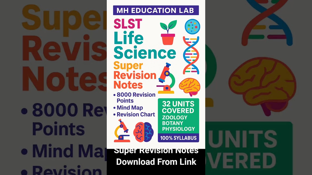 slst life science super Revision Notes, 8000 one-liners, mind map, chart, 20 times revision