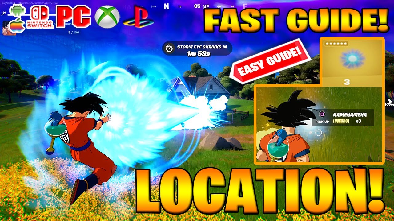 Where to find ALL Kamehameha Mythic Weapon Location in Fortnite! (How to Get Kamehameha Location)