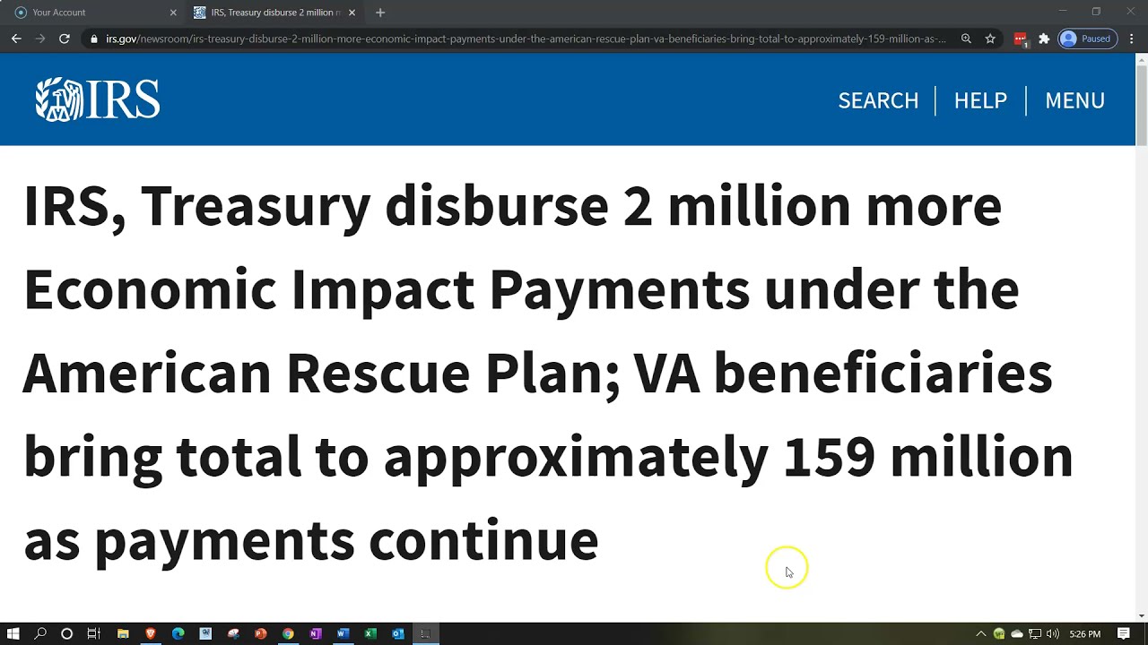 IRS, Treasury disburse 2 million more Economic Impact Payments under the American Rescue Plan