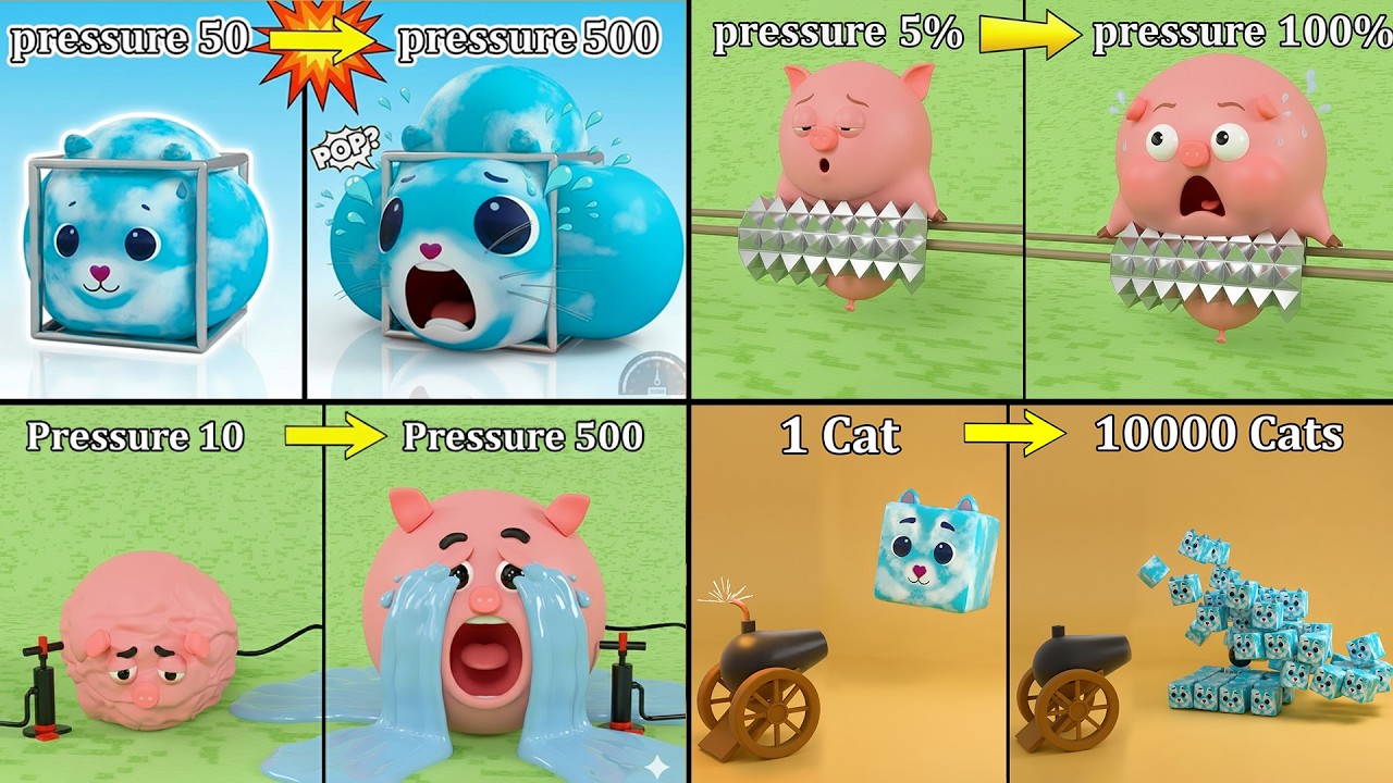 Pig & Cat Under Extreme Pressure 😂🐷🐱  Funny Cartoon Compilation