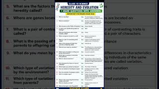 Class 10 Science Heredity and Evolution | 20 Important 1 Mark Questions with Answers |Board Exam2026