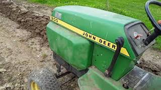 john deere 300 garden tractor plowing with brinely 1 bottom plow
