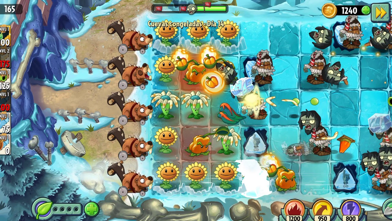 Plants vs Zombies Free 2 🏜️ Cuevas Congeladas Nivel 14 😱😨 🚂🚧🛑 - YouTube