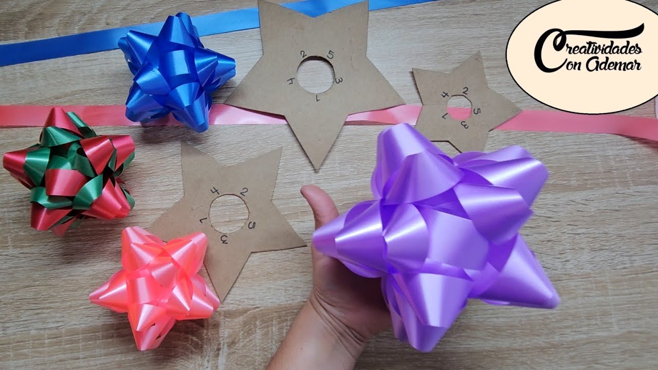Como hacer moldes de estrellas de cinco picos paso a paso, para moños de regalos.