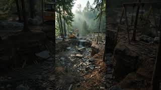 Building a hidden forest waterfall 🌲💧 #NatureBuild #Waterfall #CinematicNature