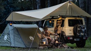 Peaceful Solo Camping & Campfire Cooking | Tarp Shelter | Cowboy Coffee | ASMR