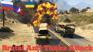 Russia VS Ukraine War | Russian Military Convoy Destroyed by Ukrainian Brutal Anti Tanks | Gta 5 |
