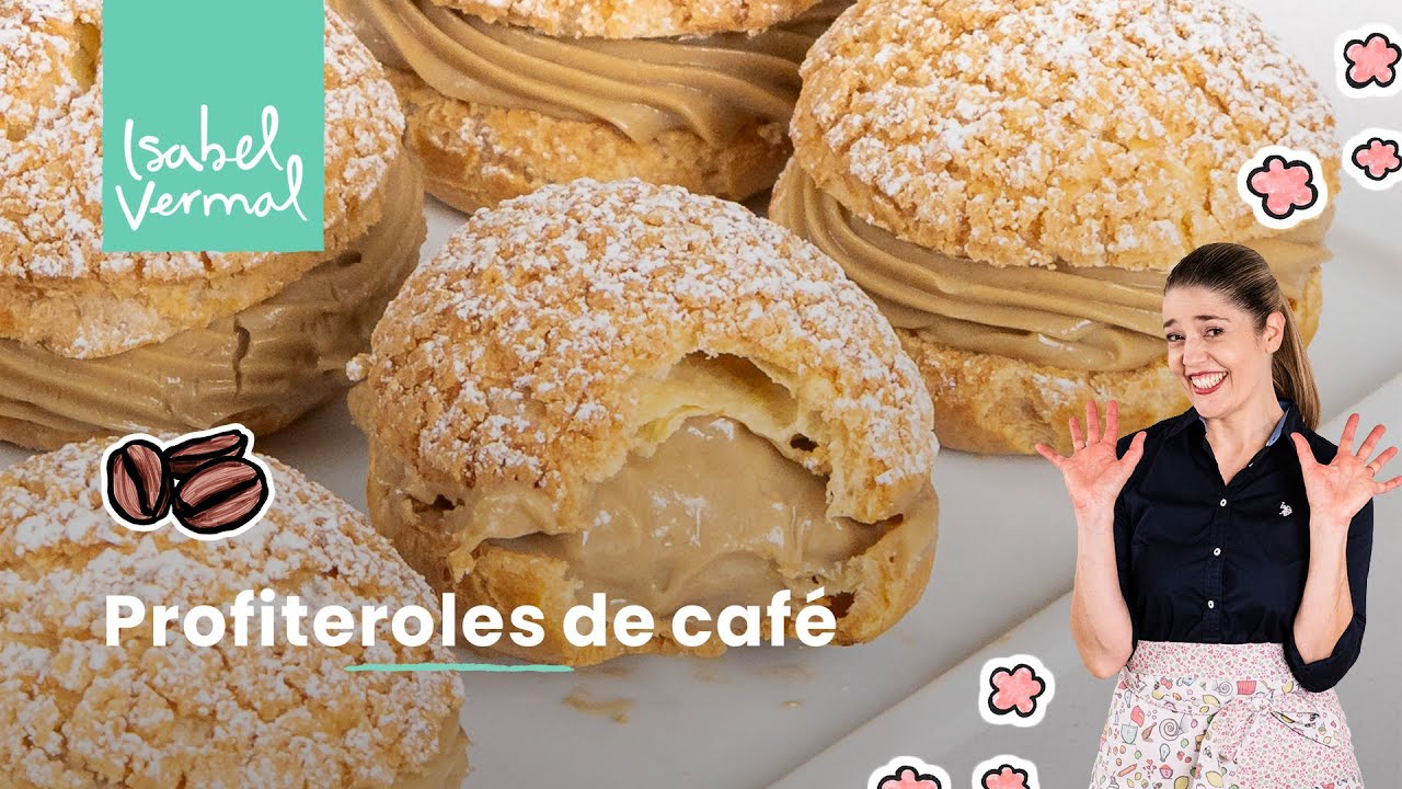 Profiteroles con crema pastelera de café