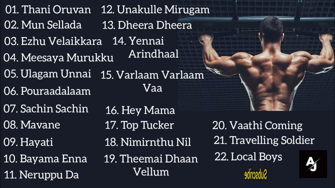 Workout Playlist Tamil Tamil Motivational Songs for Workout Workout