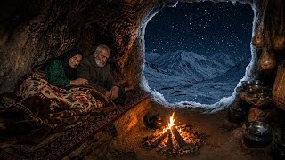 Cozy Winter Survival: Elderly Afghan Couple Living in an Ancient Stone Cave 