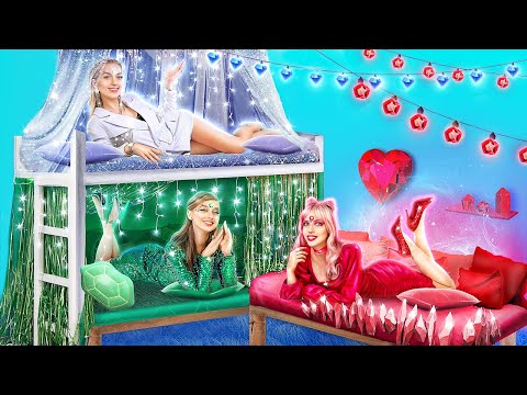 We Build a Bunk Bed for Triplets! Emerald Girl, Ruby Girl and Diamond Girl in Real Life!